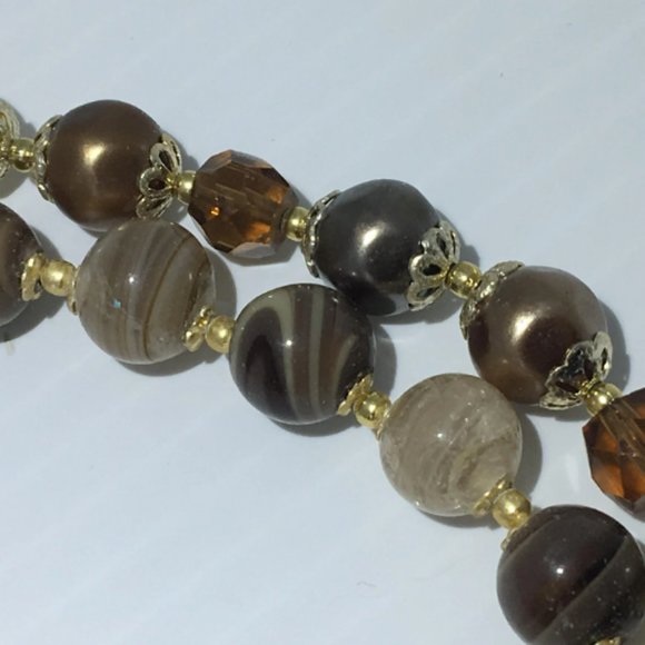 SIGNED GERMANY NECKLACE Vintage Double Strand Lucite Beaded Necklace, 16" Long - Picture 6 of 8